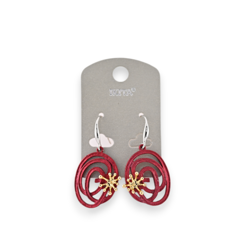 Boucles d'oreilles métal bordeau design marque Ikita