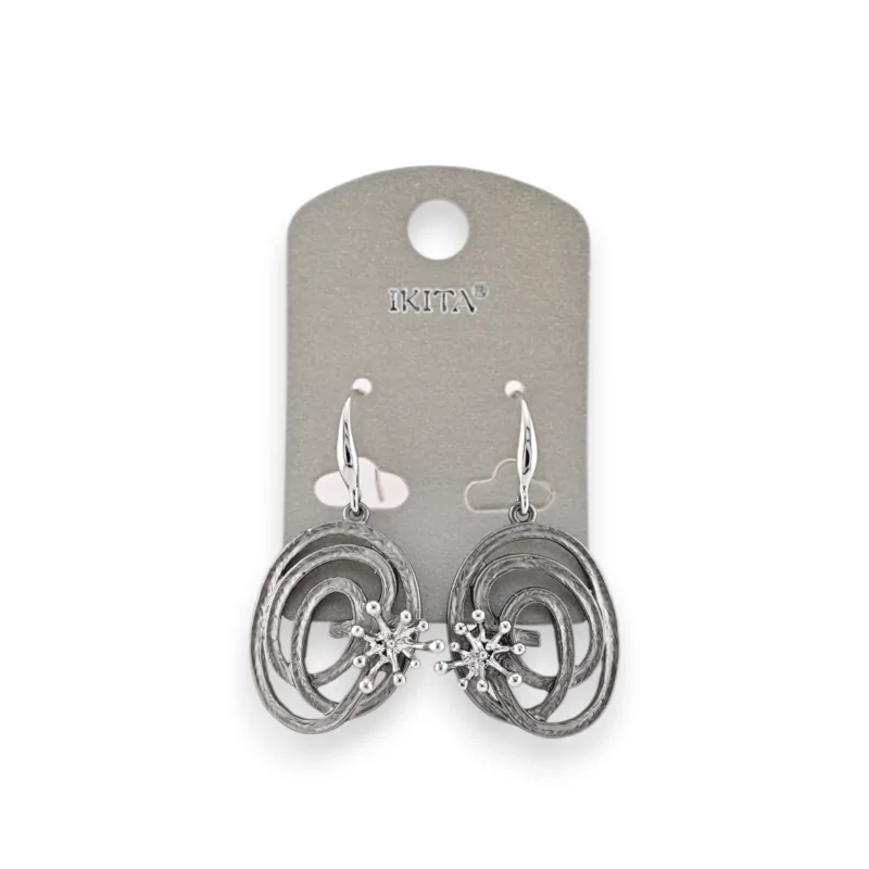 Grey metal earrings design brand Ikita