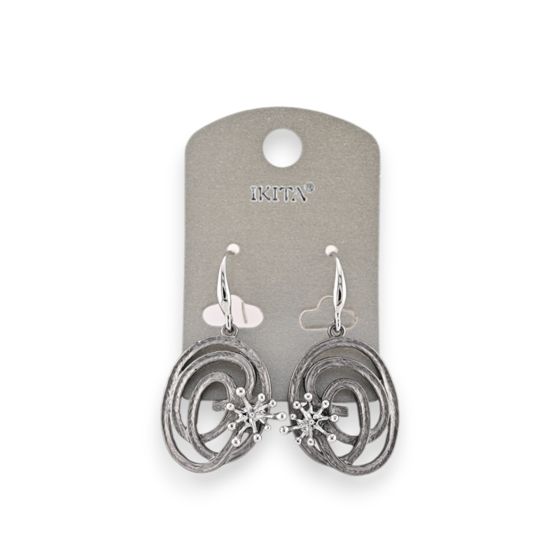 Ohrringe aus grauem Metall, Design der Marke Ikita