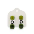 Black metal vintage earrings with khaki cubes by Ikita