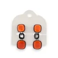 Black metal earrings with vintage orange cubes by Ikita