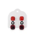 Black metal earrings with vintage red and burgundy cubes by Ikita brand