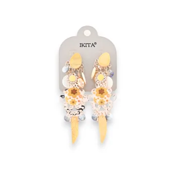 Bohemian chic clip-on earrings in gold-tone metal by Ikita brand