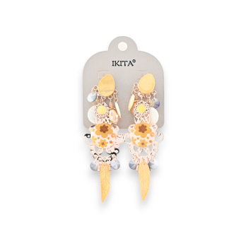 Boucles d'oreilles à clip esprit bohème chic métal doré marque Ikita
