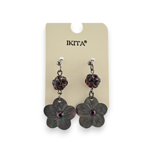 Silver metal flower pearl earrings Ikita brand