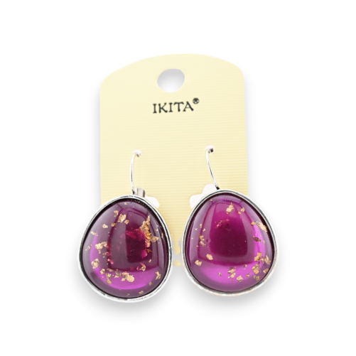 Silver-plated metal violine earrings with gold flakes brand ikita