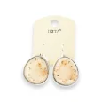 Silver-colored metal earrings with off-white flakes and golden leaves by Ikita brand