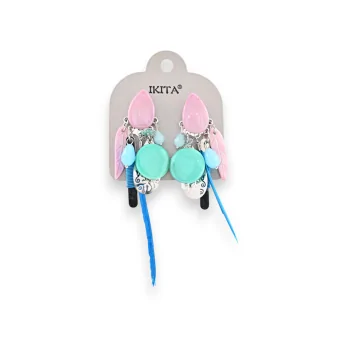 Silver metal earrings with turquoise and lilac by lkita