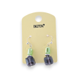 Silver metal earrings with green and purple cubes by Ikita brand