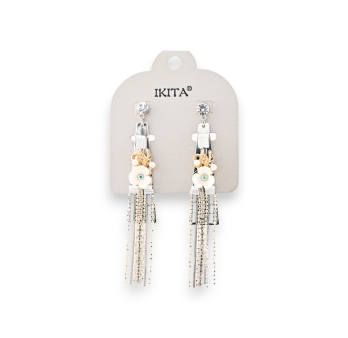 Boucles d'oreilles pendantes métal argenté et doré bohème chic marque Ikita