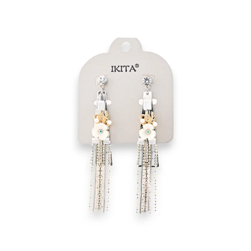 Silver and gold-tone metal bohemian chic drop earrings by Ikita brand