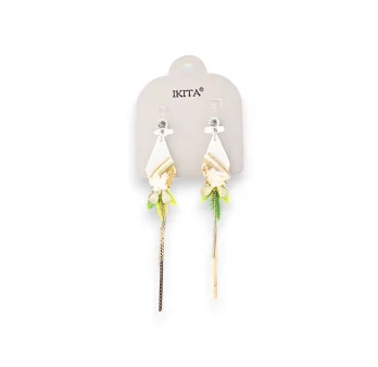 Chic designer drop earrings in silver and gold-tone metal by Ikita brand