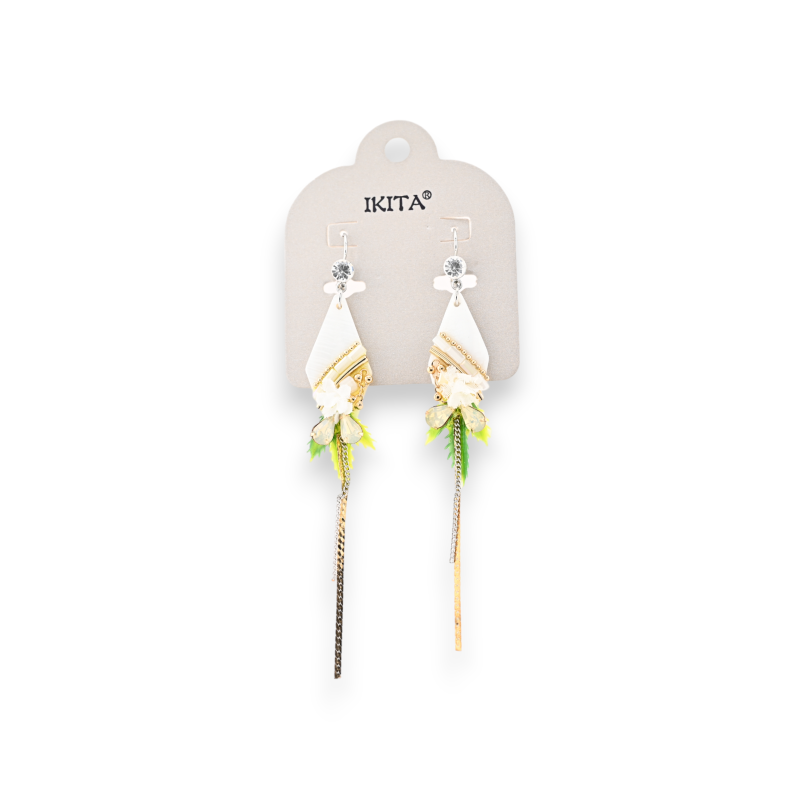 Chic design dangling earrings in silver and gold metal from the brand Ikita