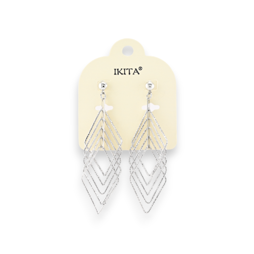 Boucles d'oreilles métal argenté losanges enlacés marque Ikita