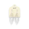 Silver-tone metal earrings with interlaced diamond shapes by Ikita