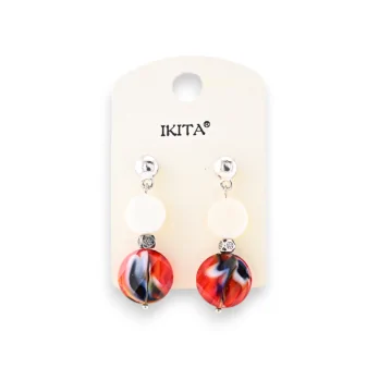 Silver-tone metal earrings with single stone by Ikita