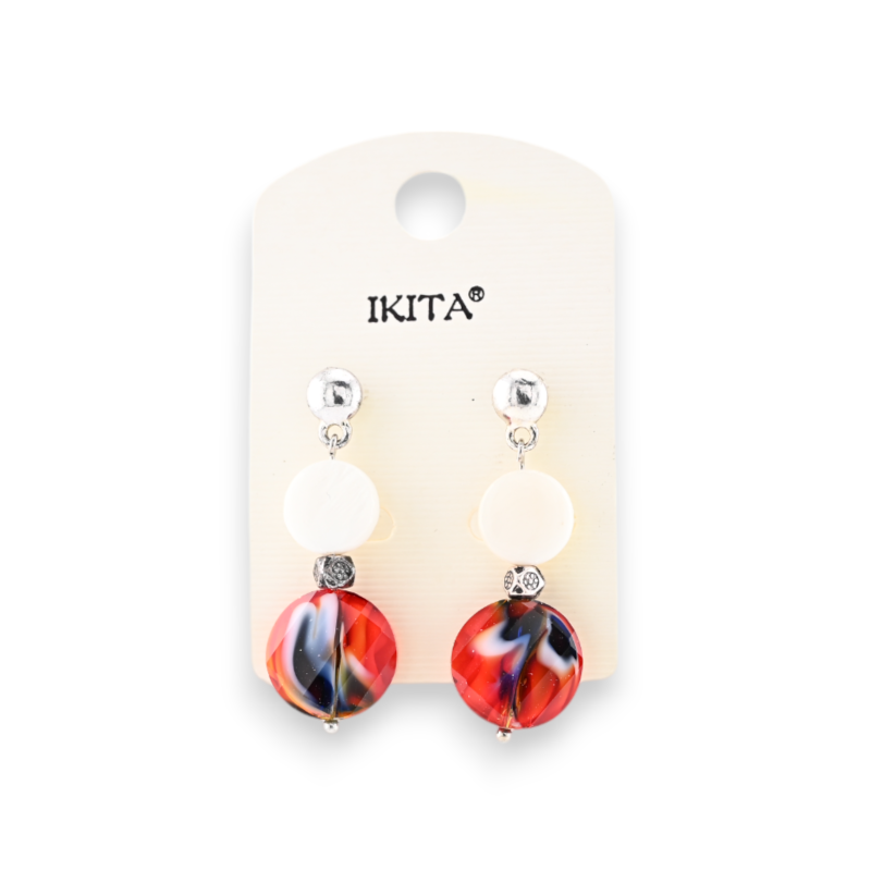 Silver metal earrings with a unique stone, brand Ikita