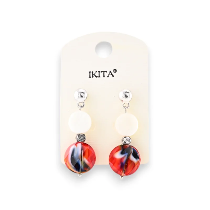 Silver-tone metal earrings with single stone by Ikita