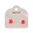 Gold metal earrings with red pearl design by Ikita brand