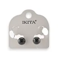 Pendientes de metal plateado con perla negra diseño marca Ikita