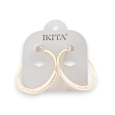 Gold metal hoop earrings with ecru fabric details brand Ikita
