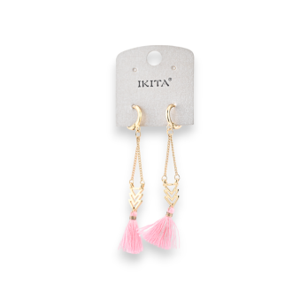 Golden metal earrings bohemian spirit pink brand Ikita