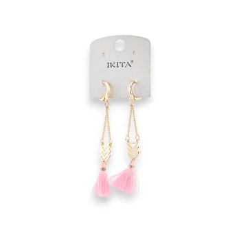 Pendientes Ikita Bohemia Pompón Rosa