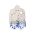 Kreolen Ohrringe mit blauen Perlen Fransen von Ikita