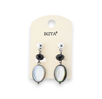 Black Silver Dangling Earrings by Ikita
