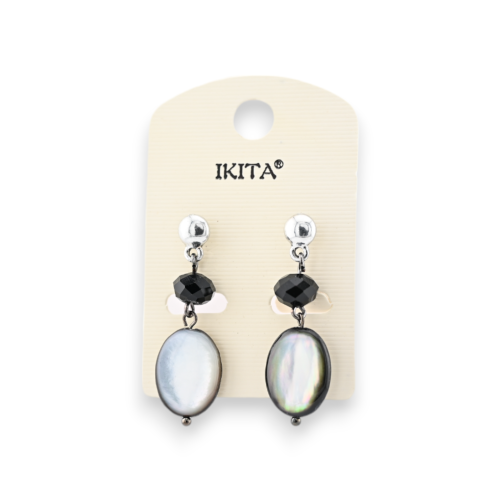 Black Silver Dangling Earrings by Ikita