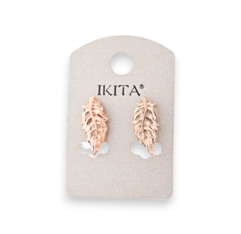Ikita\'s rose copper feather earrings