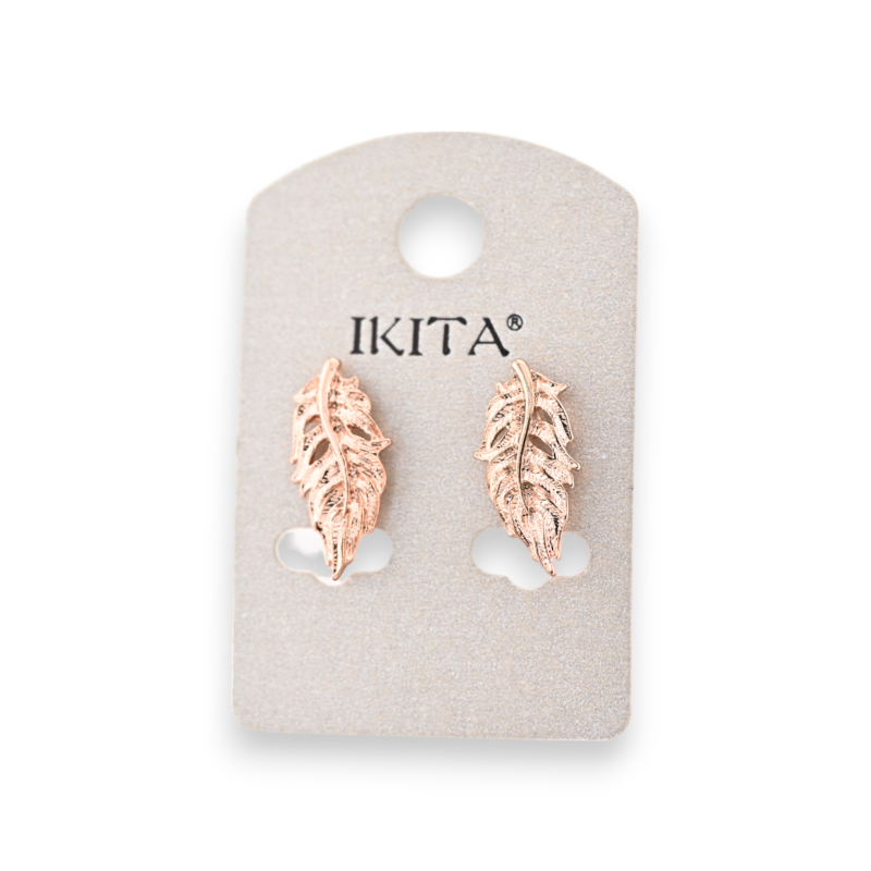 Boucles d'oreilles plumes cuivrées rosé de chez Ikita