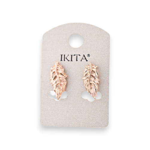 Ikita's rose copper feather earrings
