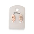 Copper-rose feather earrings by Ikita