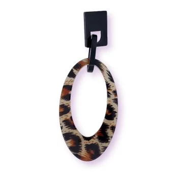 Large Leopard and Black Earrings