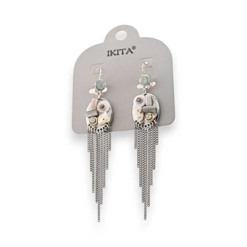 Grey chain hanging earrings by Ikita