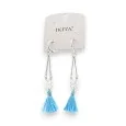 Bohemian silver earrings with turquoise tassels by Ikita