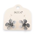 Alter Silberne Blumenohrringe von Ikita