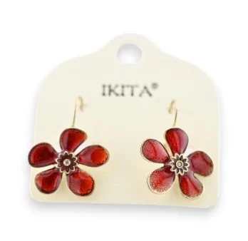 Red vintage flower earrings by Ikita