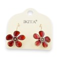 Boucles d'oreilles fleur rouge vieilli Ikita