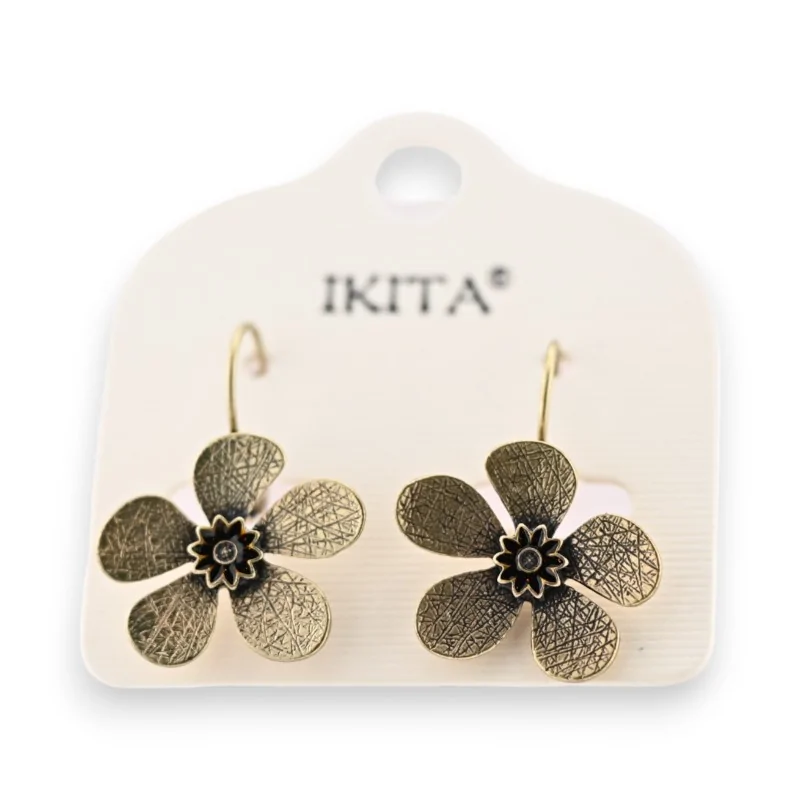 Vintage Blumen-Ohrringe in antik-goldenem Finish von Ikita