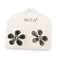 Silver and black flower earrings by Ikita