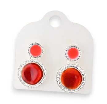 Silver and orange earrings