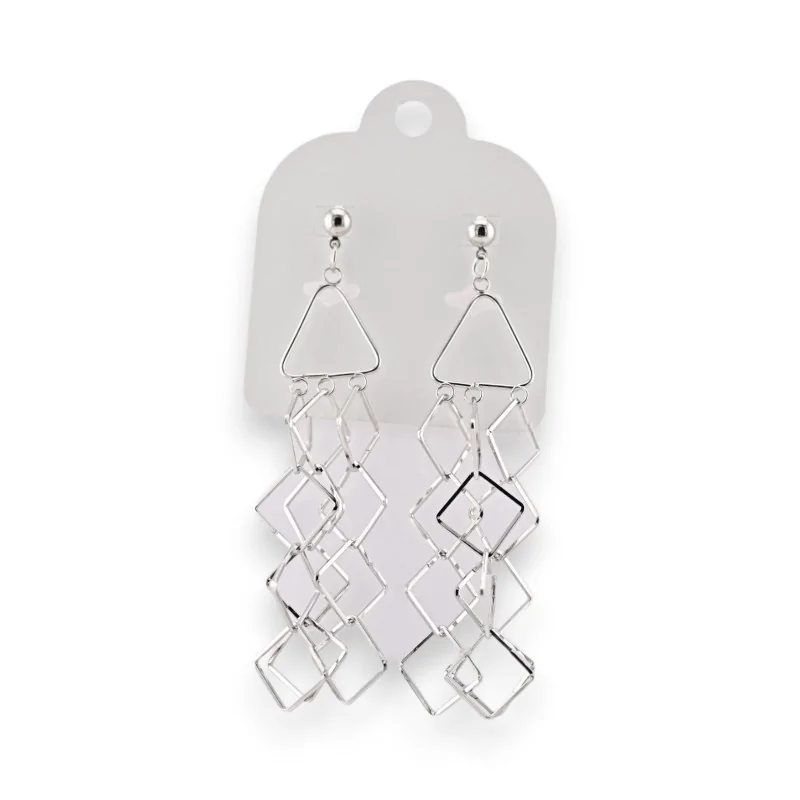 Geometric silver cascade earrings