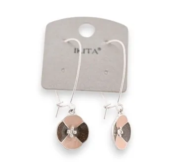 Beige and black flower earrings by Ikita