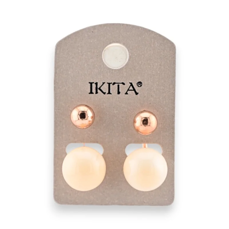 Golden earrings with beige pearls by Ikita