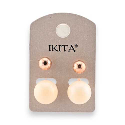 Golden earrings with beige pearls Ikita