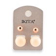 Goldene Ohrringe mit beigen Perlen von Ikita