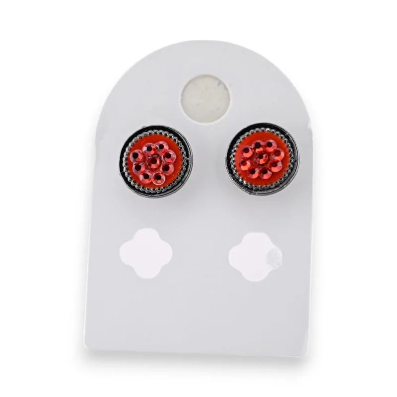 Round red metal earrings