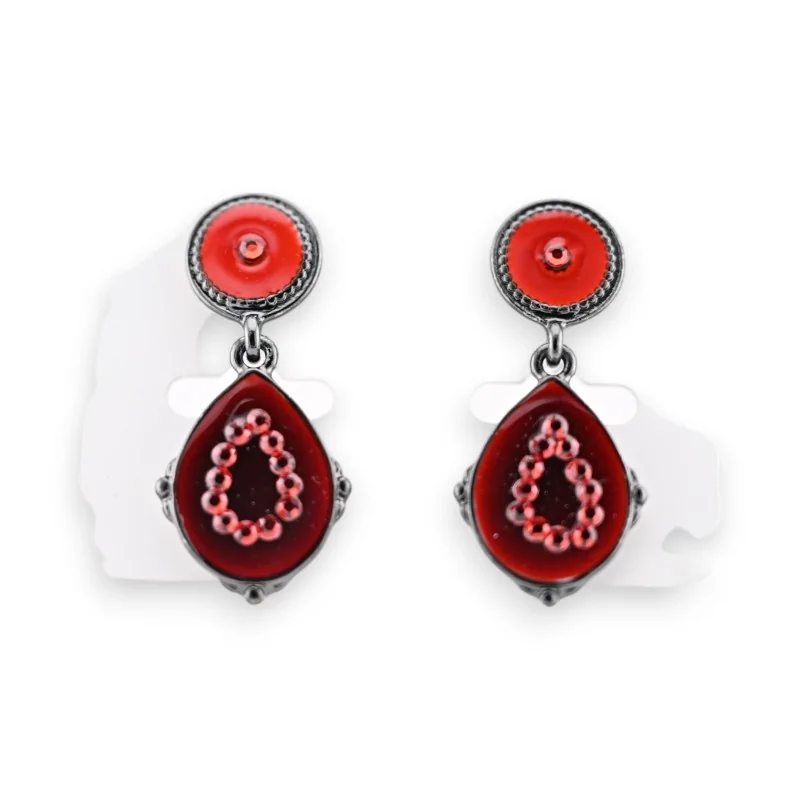 Dangling red earrings